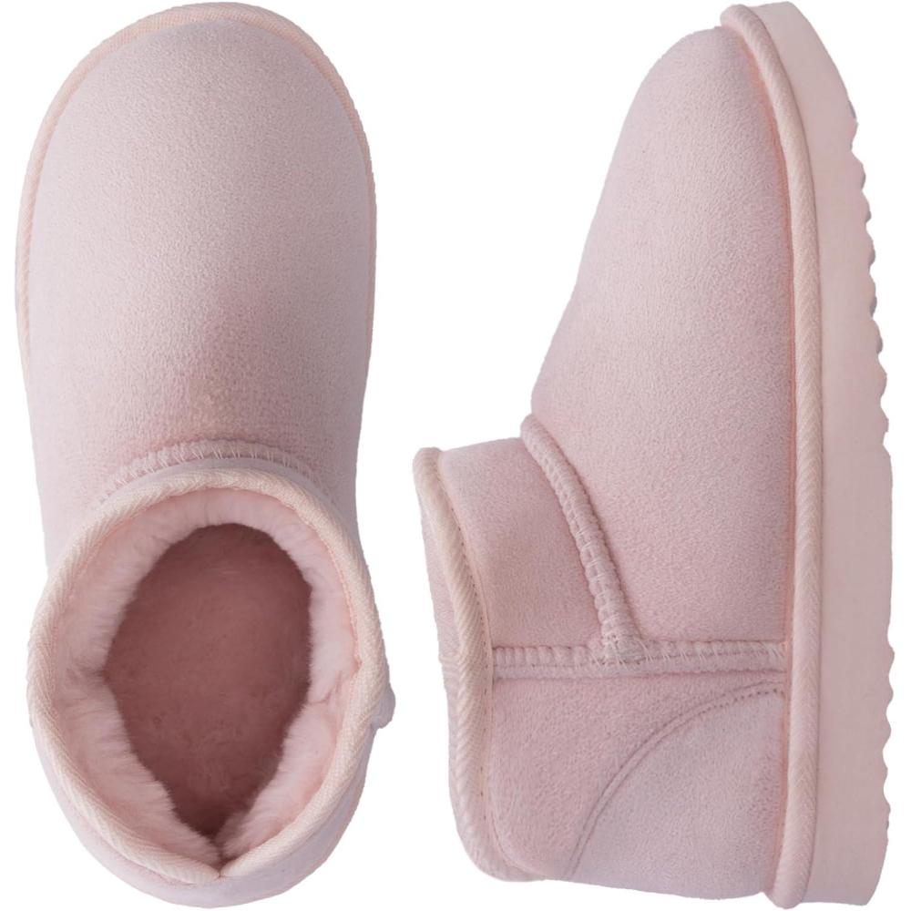 Wishcotton Women’s Cozy Short Bootie Slippers, Winter Warm Hard Bottom House Shoes with Fuzzy Lining for Indoor Outdoor(Pink)