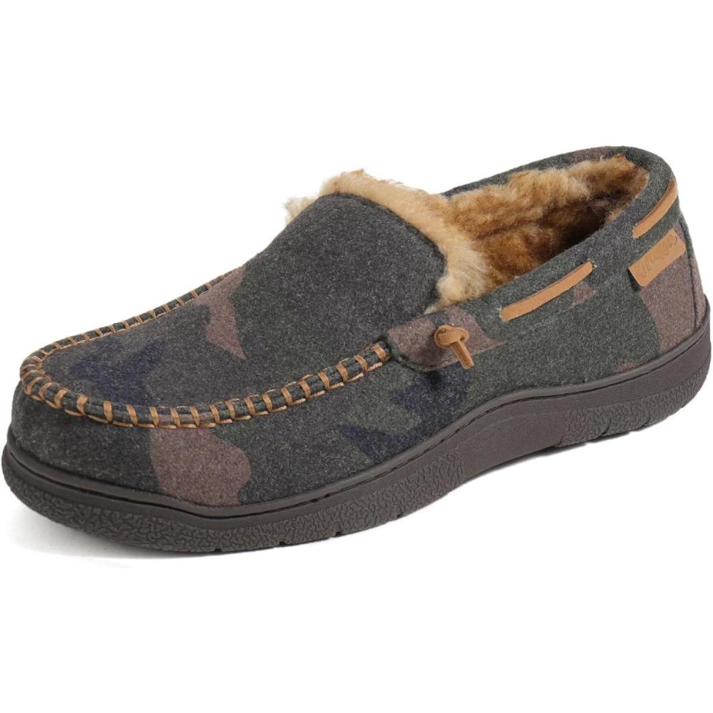 Zigzagger Men’s Moccasin Slippers Memory Foam House Shoes, Indoor and Outdoor Warm Loafer Slippers(Camouflage)