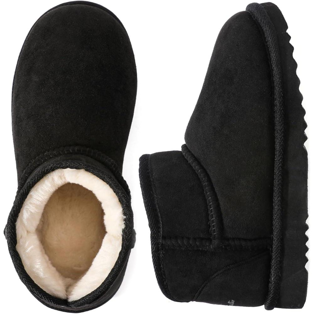 Wishcotton Women’s Cozy Short Bootie Slippers, Winter Warm Hard Bottom House Shoes with Fuzzy Lining for Indoor Outdoor(Space Black)