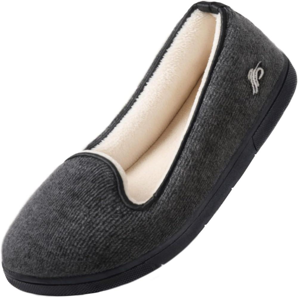 Wishcotton Women’s Lightweight Memory Foam Closed – Back Slippers, Comfy Non – Slip House Shoes for Indoor & Outdoor(Dark Grey)