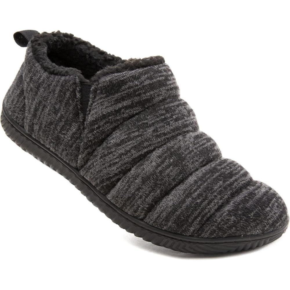 Zizor Men’s Comfy Caterpillar Slippers Indoor Outdoor House Shoes, Warm Soft Knit Upper Fuzzy Fleece Lined Memory Foam Sole with Hard Bottom(Black)