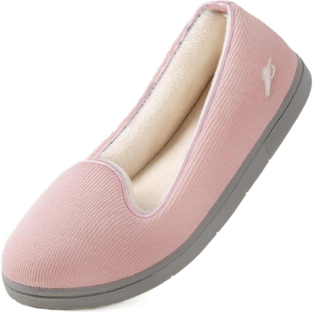 Wishcotton Women’s Lightweight Memory Foam Closed – Back Slippers, Comfy Non – Slip House Shoes for Indoor & Outdoor(Pink)