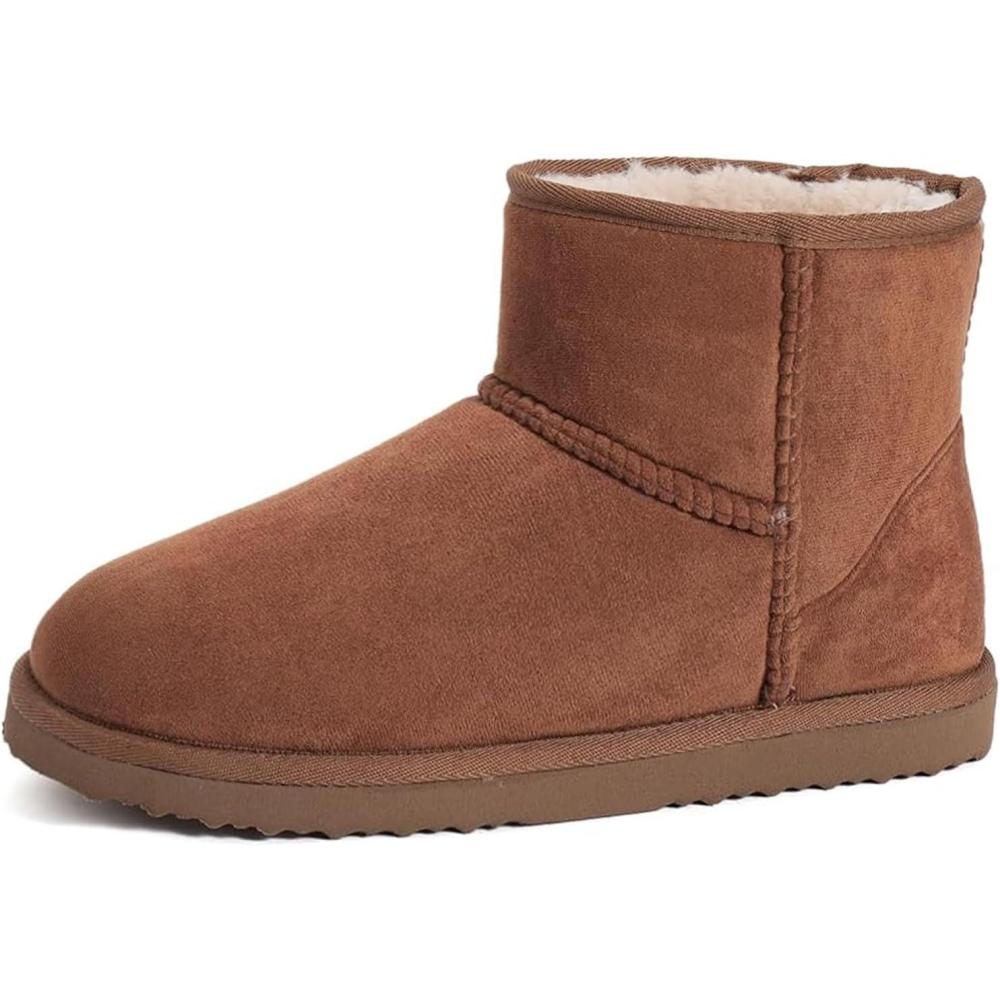 Zizor Women’s Cozy Short Bootie Slippers, Winter Warm Hard Bottom House Shoes with Fuzzy Lining(Chestnut)