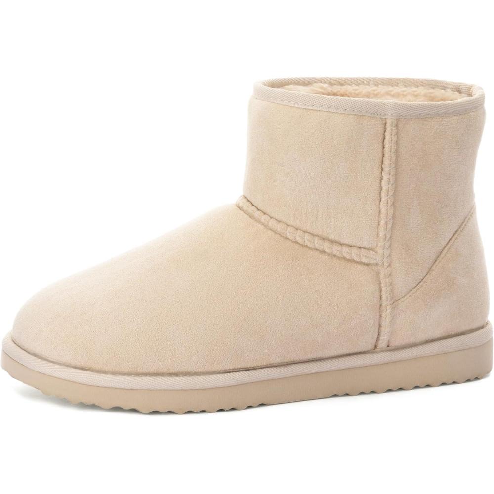 Zizor Women’s Cozy Short Bootie Slippers, Winter Warm Hard Bottom House Shoes with Fuzzy Lining(Beige)