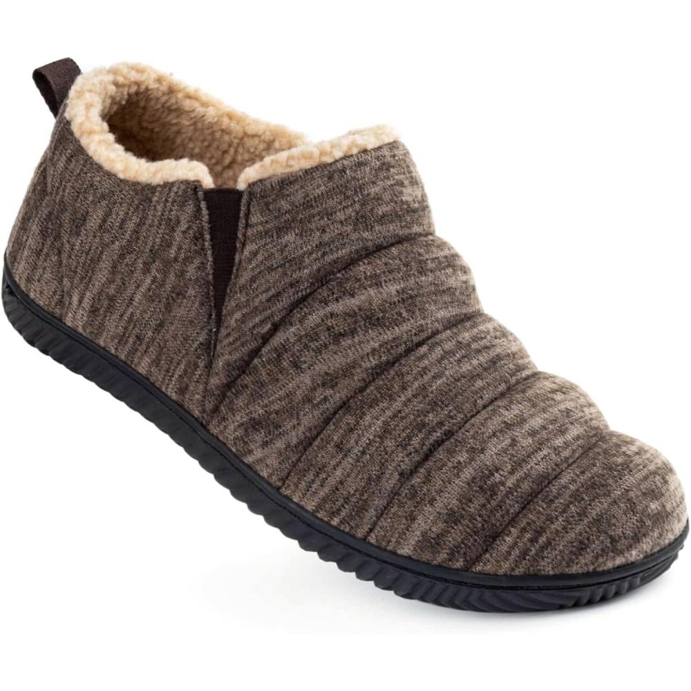 Zizor Men’s Comfy Caterpillar Slippers Indoor Outdoor House Shoes, Warm Soft Knit Upper Fuzzy Fleece Lined Memory Foam Sole with Hard Bottom(Coffee)