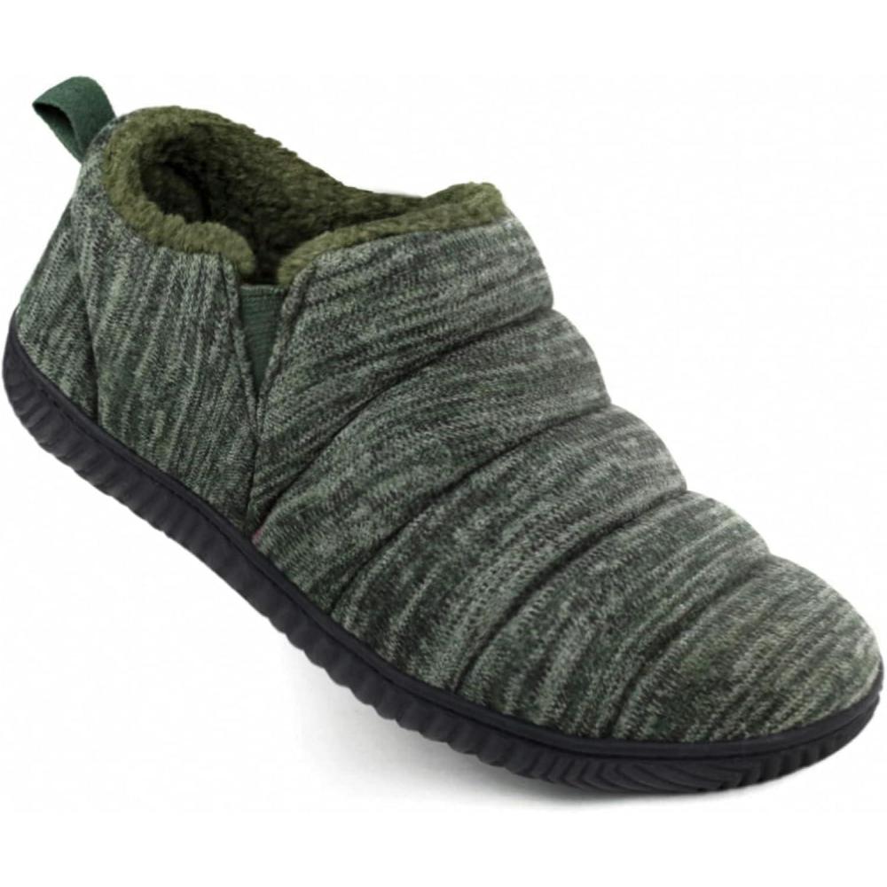 Zizor Men’s Comfy Caterpillar Slippers Indoor Outdoor House Shoes, Warm Soft Knit Upper Fuzzy Fleece Lined Memory Foam Sole with Hard Bottom(Groovy Green)