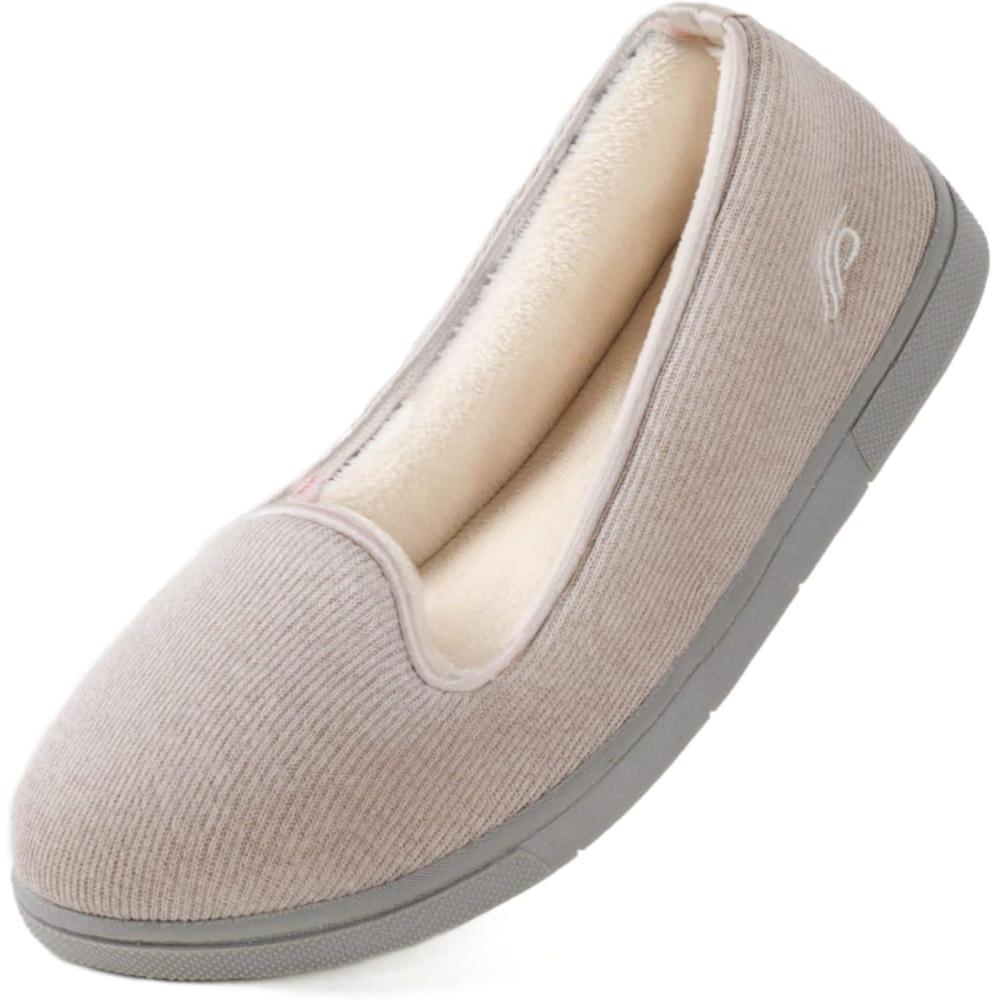 Wishcotton Women’s Lightweight Memory Foam Closed – Back Slippers, Comfy Non – Slip House Shoes for Indoor & Outdoor(Light Grey)